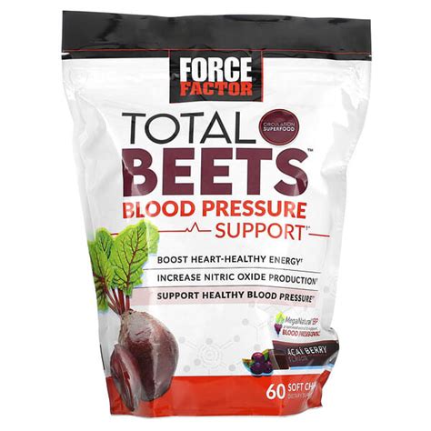 Force Factor Total Beets Blood Pressure Support Acai Berry Soft Chews