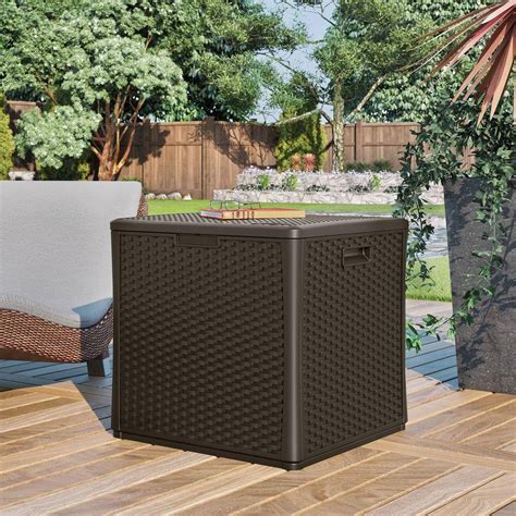 Suncast Bmdb Wicker Gal Resin Storage Cube Deck Box Bigbigmart