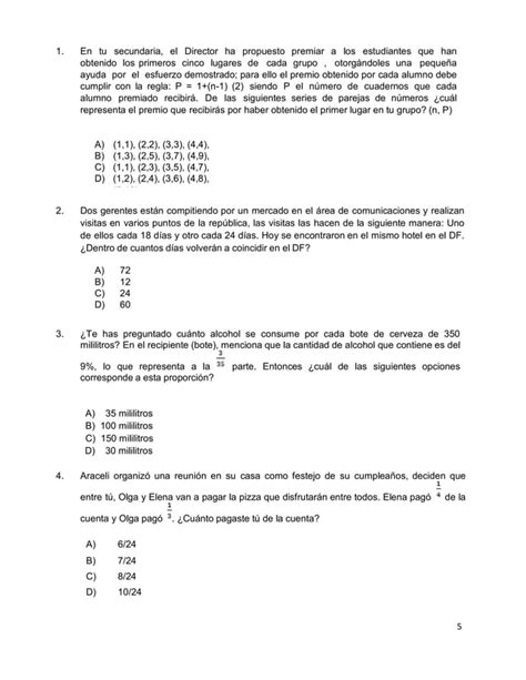 Cuadernillo Planea Sin Respuestas Pdf