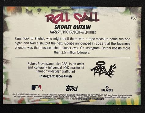 Topps Big League Roll Call Insert Wild Style La Angels Shohei