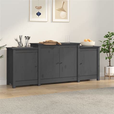 Rho Buffets Bahuts Buffet Gris X X Cm Bois Massif De Pin