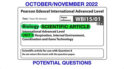 Pearson Edexcel International A Level Biology Unit October November