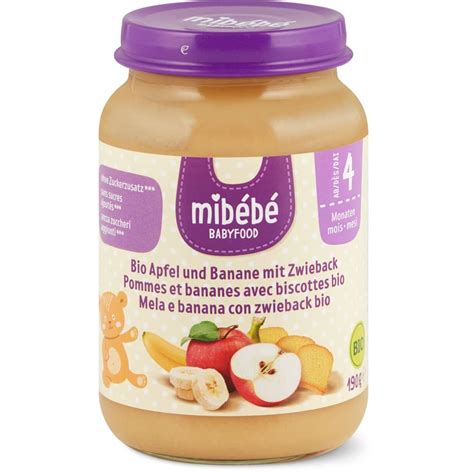 Kaufen Mibébé Bio Babyfood Früchtebrei aus Apfel Banane mit Zwieback