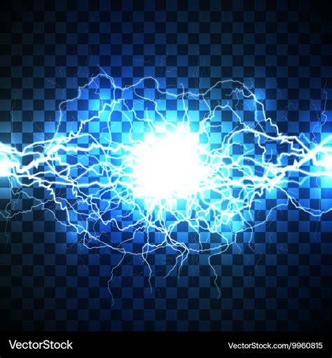 Realistic Lightning Bolt On Blue Background Vector Image