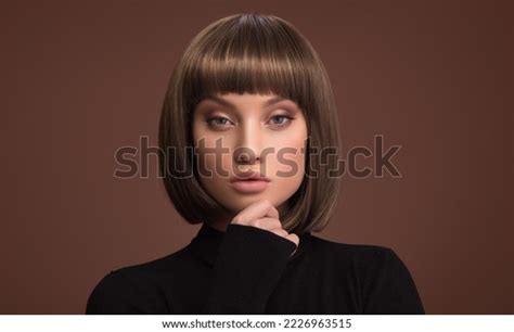 Portrait Beautiful Brunette Girl Short Haircut Stock Photo Shutterstock