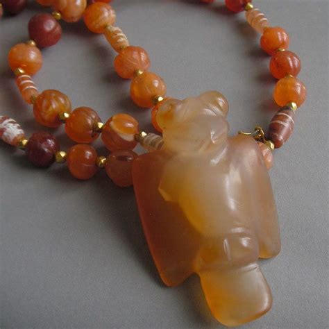 Ancient Etched Carnelian Beads Necklace Beaded Necklace Beaded