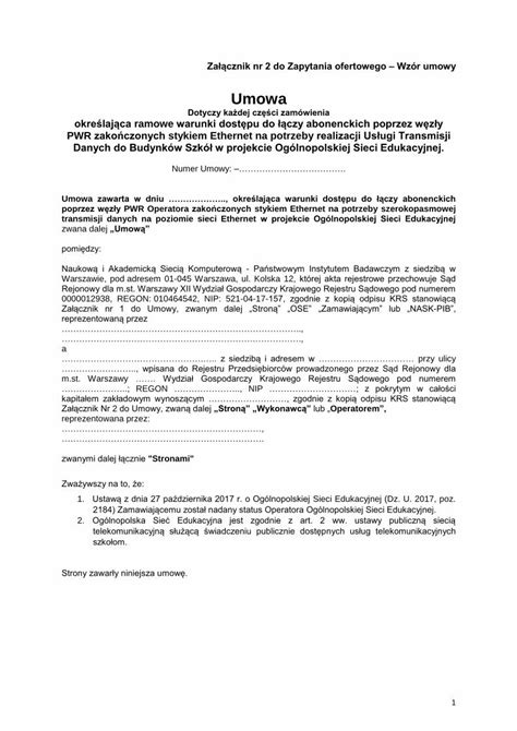 Pdf Umowa Bip Nask Pl Za Cznik Nr Do Zapytania Ofertowego