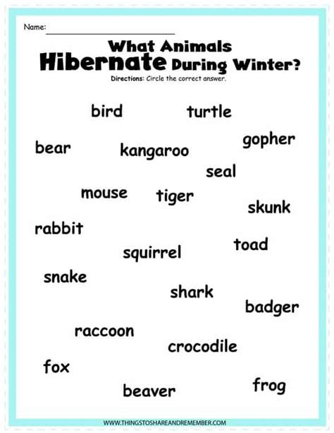 Hibernating Animals Activities Printables Share And Remember