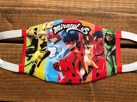 Miraculous Face Mask Miraculous Lady Bug And Cat Noir Mask Etsy