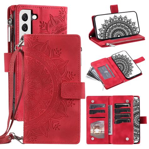 Feishell Zipper Wallet Case For Samsung Galaxy S21 Fe 5g For Women Men Stylish Embossed Pattern