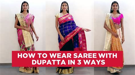 How To Wear Dupatta With Saree In 3 Ways Dupatta Draping With Saree Hindi Youtube