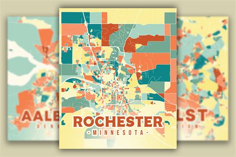 Rochester Colorful Map Gráfico Por Poster Boutique · Creative Fabrica