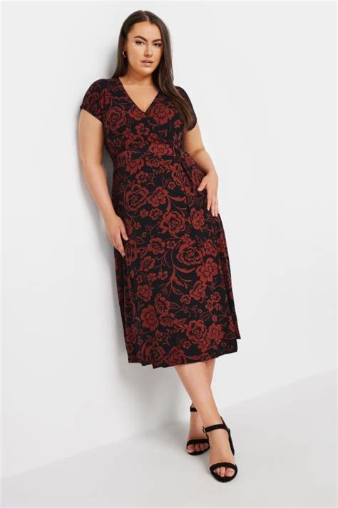 Yours Plus Size Red Floral Print Wrap Dress Yours Clothing