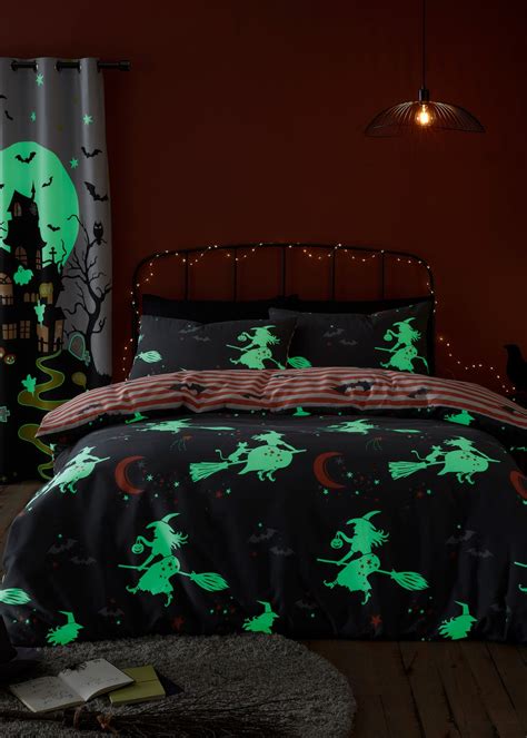 Bedlam Halloween Flying Witches Duvet Cover Set Matalan