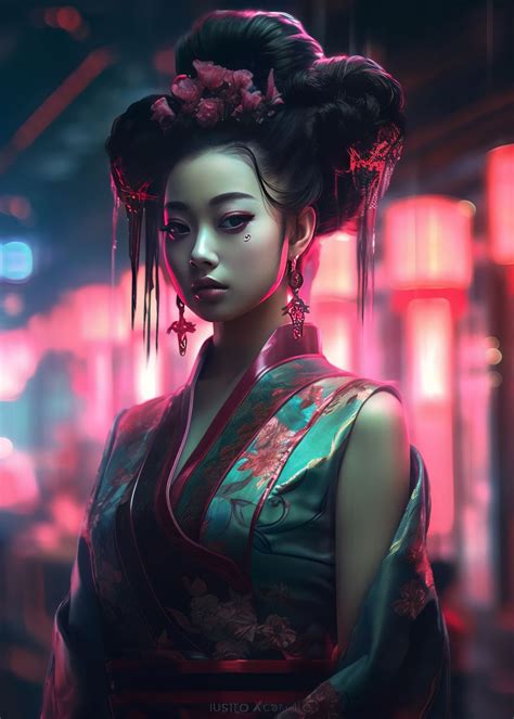 Cyberpunk Geisha Poster By Graphic Japanese Displate