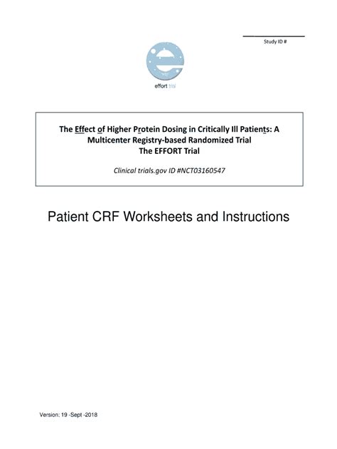 Fillable Online Patient CRF Worksheets And Instructions Fax Email Print