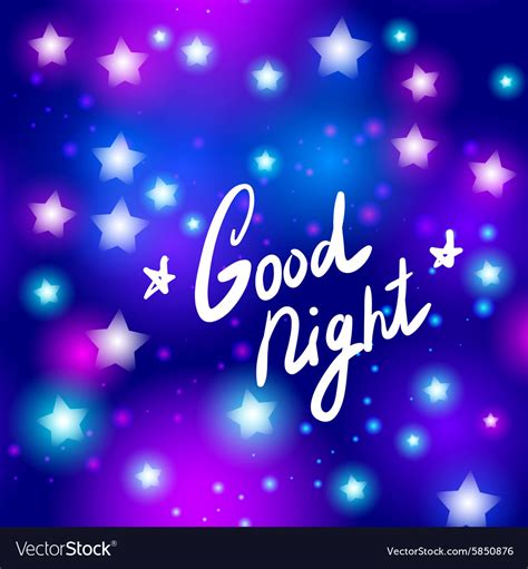 Good Night Letter Abstract Neon Star On Blue Vector Image