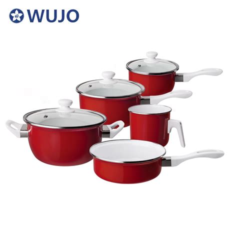 South America Enamel Casserole Set 5 Pcs Enamel Camping Cookware Sets