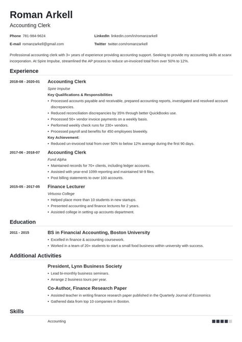 Accounting Clerk Resume Example Template Nanica Resume Examples Job