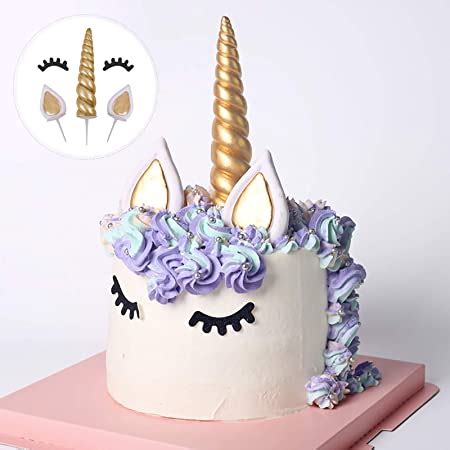 Gold Cake Topper Set Included Horn Ears And Eyelash Amazon Co Uk