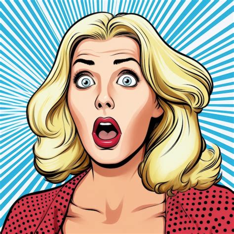 Premium Photo Surprised Blonde Woman In Pop Art Style Illustration