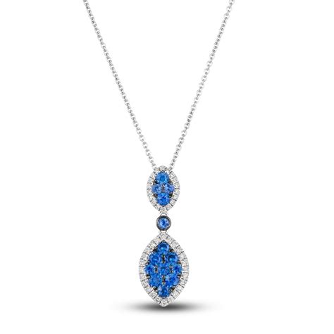 Le Vian Natural Blue Sapphire Necklace 16 Ct Tw Diamonds 14k Vanilla