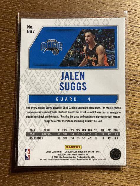 2021 22 Panini Chronicles Phoenix 667 Jalen Suggs RC For Sale