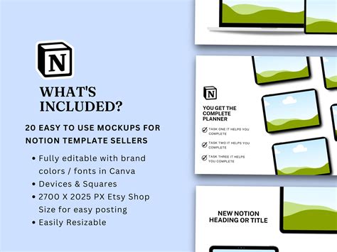 Notion Mockup Bundle Etsy Listing Templates Notion Canva Listing