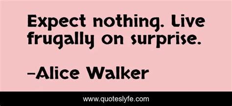 Expect Nothing Live Frugally On Surprise Quote By Alice Walker