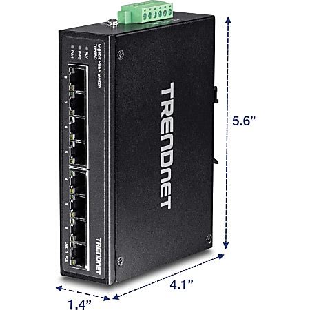 TRENDnet 8 Port Hardened Industrial Unmanaged Gigabit PoE DIN Rail