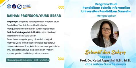 Selamat Dan Sukses Kepada Ibu Prof Dr Ketut Agustini S Si M Si