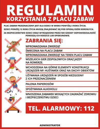 Tablica Informacyjna Regulamin Placu Zabaw X Allegro Pl