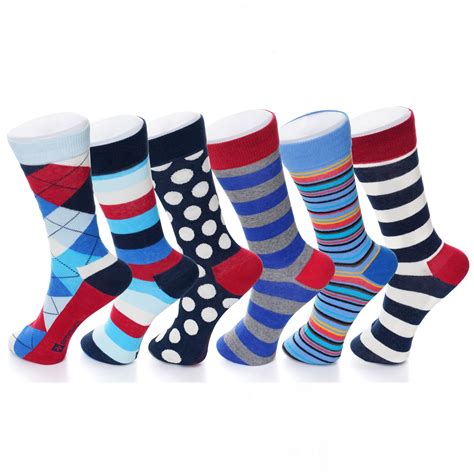 Alpine Swiss Mens Cotton 6 Pack Dress Socks Mid Calf Solid Ribbed Argyle Bright Pack Shoe Size