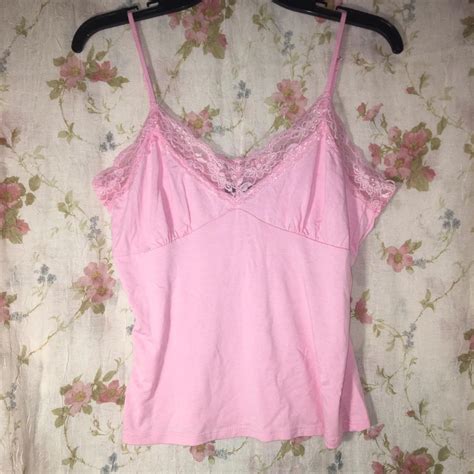 Free Shipping༄ Simple Coquette Pink Lace Cami Depop