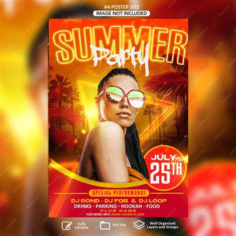 Premium Psd Summer Beach Party Flyer Poster Template Psd