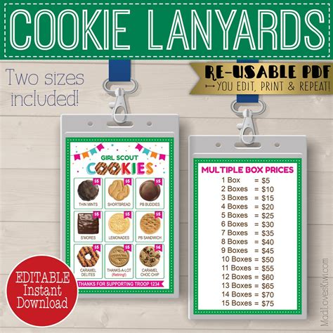 2020 Abc Girl Scout Cookie Menu Lanyard Printable Editable Etsy