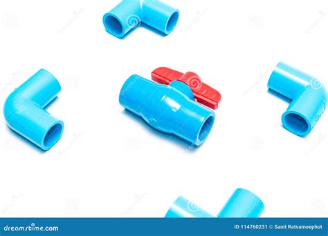 Blue PVC Pipe Fittings on White Background Stock Image - Image of assortment, close: 114760231