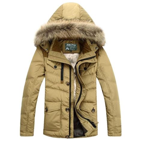 2018 New Brand Mens Winter Duck Down Jackets Men Big Fur Collar Down ...