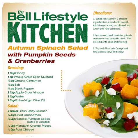 Autumn Spinach Salad With Cranberries And Pumpkin Seeds Recipe Bell