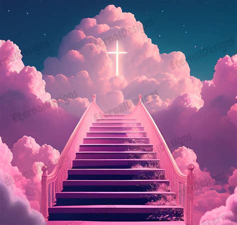 Pink Heaven Background PNG Memorial Background Stairs to - Etsy