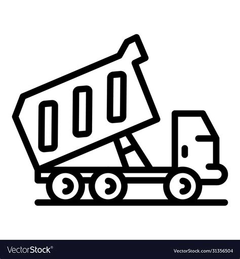 Dump Truck Icon Outline Style Royalty Free Vector Image