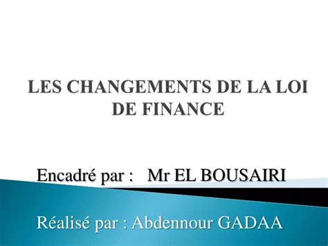 les changements de la loi de finance powerpoint
