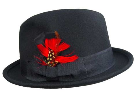 Fedora Feather Gangster Mob Godfather Pimp Hat Black Ebay