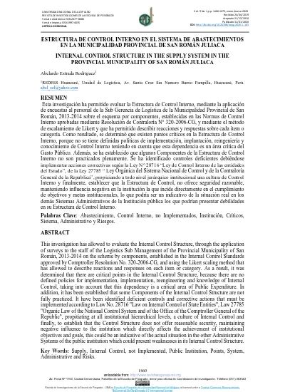 Estructura De Control Interno En El Sistema De Abastecimientos En La