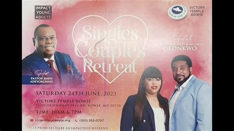 Rccg Victory Temple Bowie I Singles Couples Retreat Saturday Th