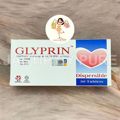 JASTIP MALAYSIA Medicine GLYPRIN Aspirin 100mg Glycine 45 Mg 30