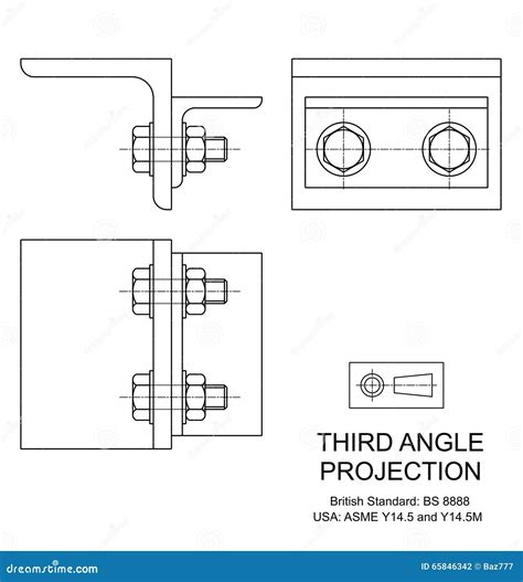 Third Angle Orthographic Projection Vector Illustration | CartoonDealer.com #65846342