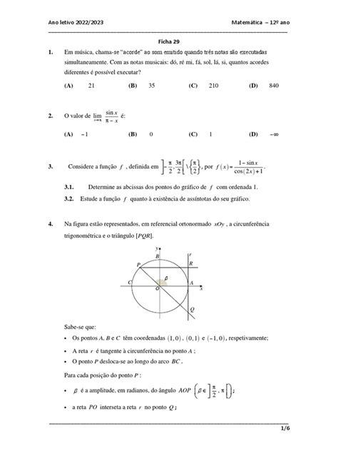 Ficha29 Pdf Pdf Função Matemática Sistema De Coordenada Cartesiana