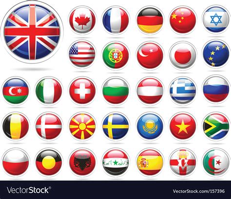 Set Of Flags Glossy Buttons Royalty Free Vector Image