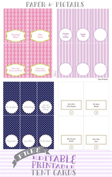 Free Printable Food Tent Cards Templates